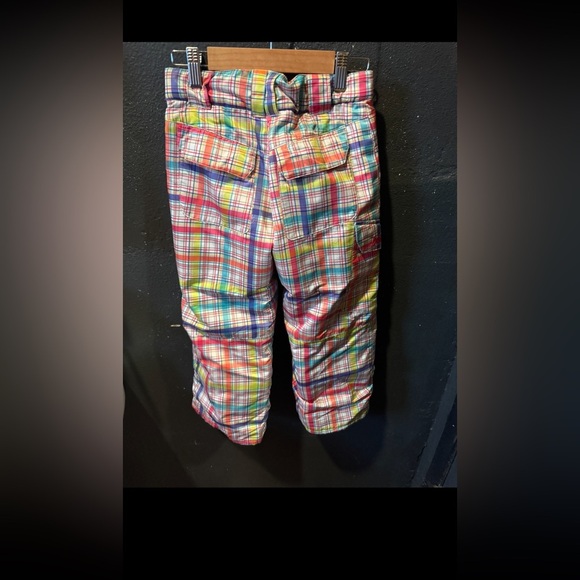 Girls Snow Dragons Colorful Plaid Cargo Snow Pants Size 6 - Picture 3 of 3